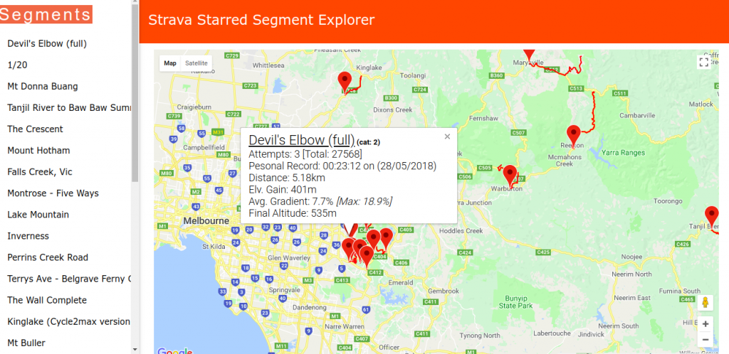 Strava Starred Segment Explorer