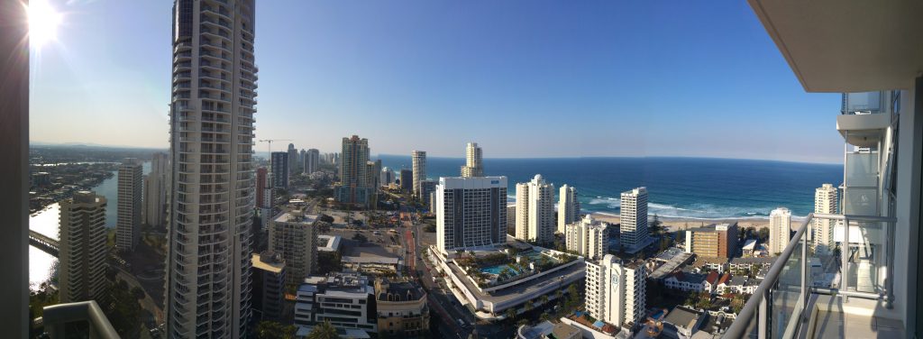 View from Mantra Towers of Chevron Surfers Paradise